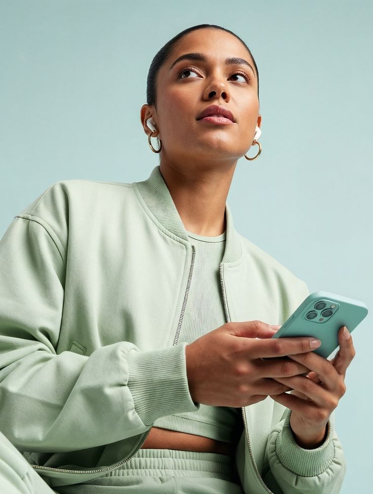 A subscriber using her phone on a monthly line